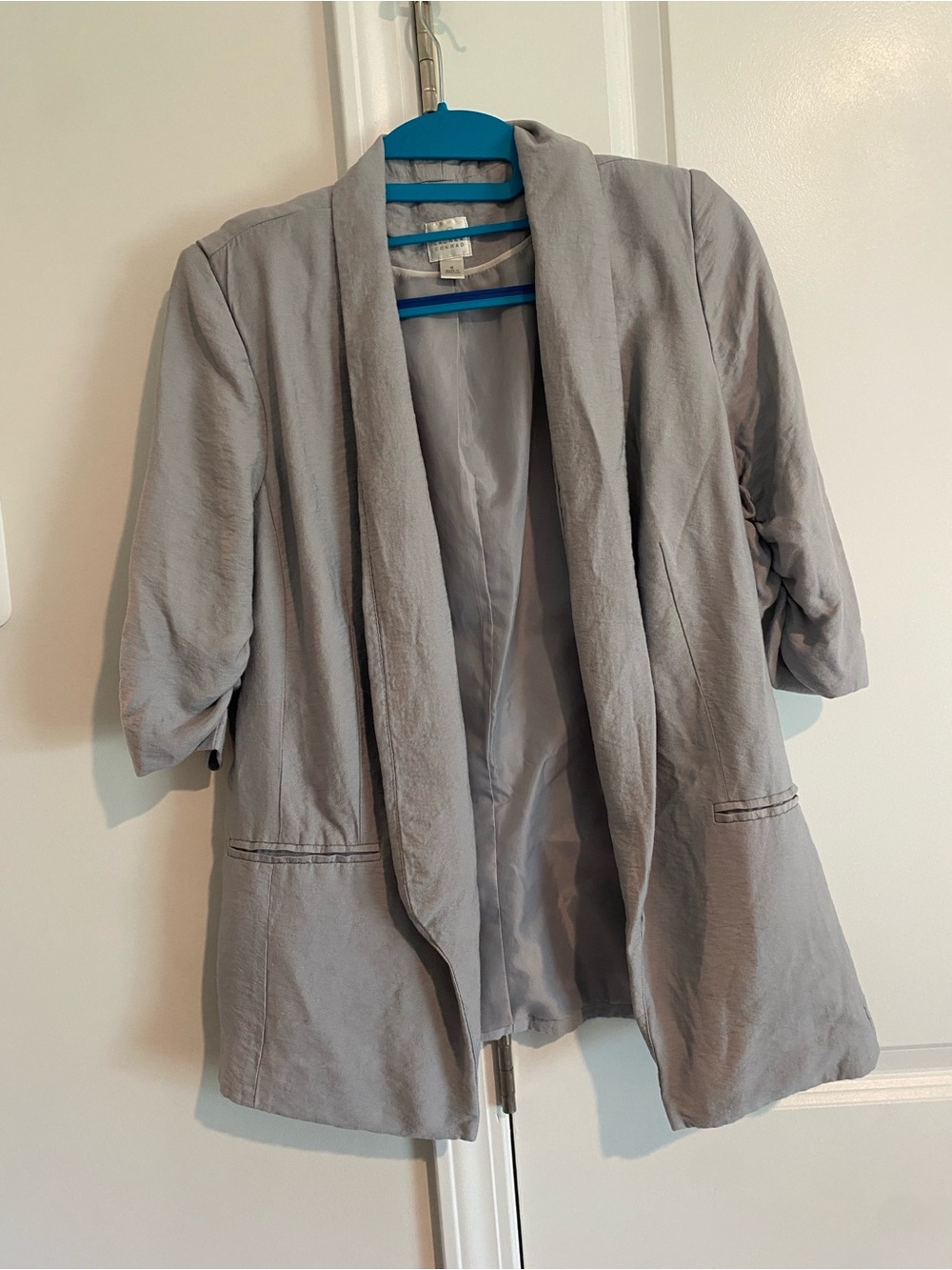 LC Lauren Conrad Light Gray Open-Front Draped Blazer